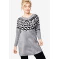 thumbnail image 2 of ellos Women's Plus Size Fairisle Sweater Tunic - 18/20, Black Fair Isle, 2 of 5
