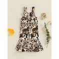 thumbnail image 6 of Suealasg Toddler Girl Fall Jumpsuit Square Neck Sleeveless Leopard Print Pattern Bell-Bottoms Fashion Comfortable Bodysuit, 6 of 9