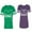 Men Green / Women Purple, variant on King Queen Ear Unisex Couple Matching Cotton Jersey style T-Shirt Contrasting stripes on sleeves (Men Green / Women Black) (Men S / Women S)