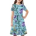 thumbnail image 2 of LOVZFMLL Robe d'Été Unie à Manches Courtes Col Rond en Maille Princesse Robe de Mariage pour Enfants, 2 of 8