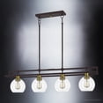 thumbnail image 3 of Luxury Utilitarian Indoor Chandelier, 10.00''H x 40.00''W, with Industrial Style Elements, Mid-Century Modern Design, Black Bronze Finish and Clear Glass, UQL4030, 3 of 8