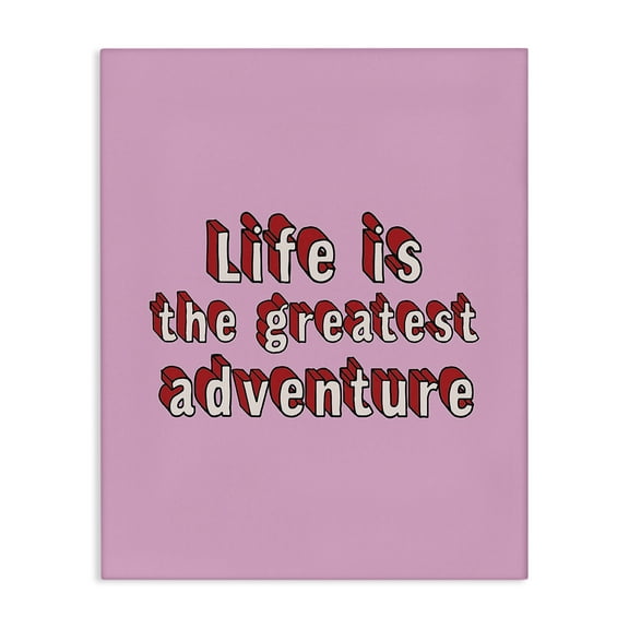 Stupell Industries Greatest Adventure on Pink Text & Numbers Painting Wrapped Canvas Art Print Wall Art, 16 x 20