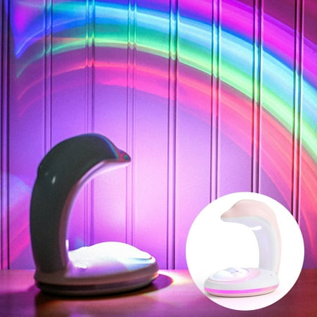 

Rainbow Color Dophin Pattern Projector Light - USB Powered Rainbow Light Color Changing Mood Night Light