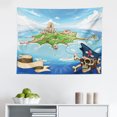 thumbnail image 1 of Island Map Tapestry, Treasure of Tropical Beach Chest Key World Theme Print, Fabric Wall Hanging Decor for Bedroom Living Room Dorm, 2 Sizes, Cream Pink Blue, by Ambesonne, 1 of 1