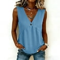 thumbnail image 5 of GUACER Womens V-Neck Button Tank Top Sleeveless Surplice Blouse with Empire Waist Flowy Casual Summer Cami, 5 of 7