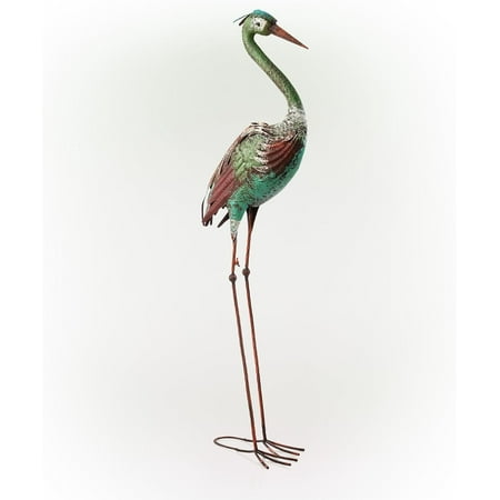 Alpine Corporation 40" Tall Outdoor Rustic Metal Crane Statue Yard Art Decoration