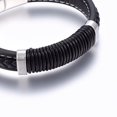 thumbnail image 2 of 5pcs Leather Cord Bracelets 304 Stainless Steel Clasp Rectangle Stainless Steel color 8-5/8 inch(22cm) 12~15x6~10mm, 2 of 4