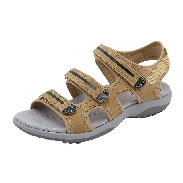 2DXuixsh Sandales pour Femmes Légères Semelle Intérieure Souple Bride Fine Sandale de Plage Sandale de Sport de Randonnée Crochets Ajustables Soutien de la Voûte Plantaire Sandales Décontractées de Vacances à la Plage Kaki Taille 7