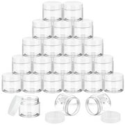 SATINIOR 36 Packs Plastic Jars Round Clear Leak Proof Cosmetic Container Jars with Inner Liners and Black Lids for Lotions Ointments Travel Make Up Storage (1.5 oz, White)