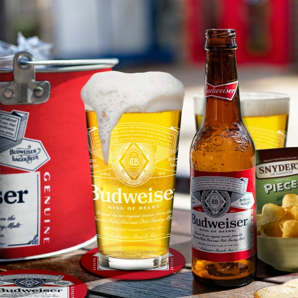 Budweiser Gift Set: Pint Glasses, Coasters, Snacks - Walmart