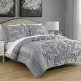 thumbnail image 2 of Chezmoi Collection Valor 7-Piece Bed in a Bag King, Silver/Gray Luxury Jacquard Floral Comforter with Sheets Set for All Season, 2 of 9