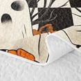 thumbnail image 5 of Homewish Halloween Spooky Animal Quilt Full, Checkered Flower Full Bedspread Sets, Black White Orange, 3 Pieces 1 Bedspread and 2 Pillowcases, 5 of 7