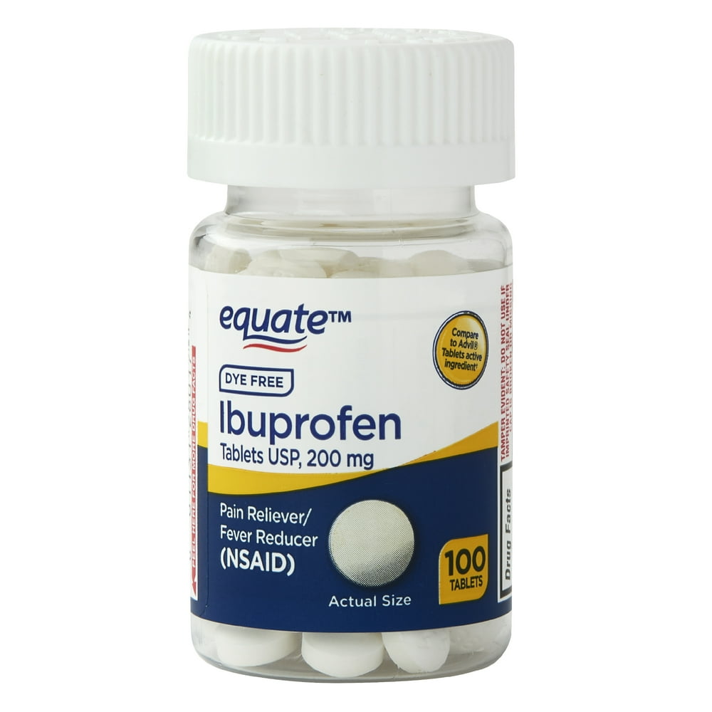 Equate Dye Free Pain Reliever/Fever Reducer Ibuprofen Tablets 200 mg