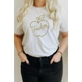 thumbnail image 2 of Teacher Apple Back To School Gold Graphic Tee T-Shirt, 2 of 10