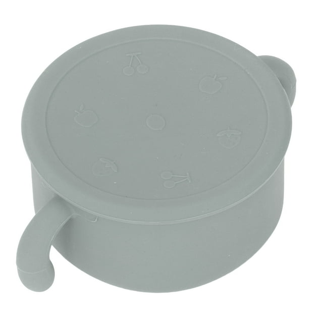 Tazón de silicona para bebé, seguro, antideslizante, con base de succión fuerte y asa, con tapa para bebés mayores de 6 meses, color verde militar.