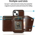 thumbnail image 3 of Compatible with iPhone 14 Wallet Case with Card Holder Crossbody Neck Strap Lanyard Handbag Wrist Strap Purse for Women PU Leather Flip Case with Credit Card Slot Kickstands Stand Case Brown, 3 of 16