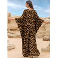 thumbnail image 3 of Vestido kaftán para mujer Yanziliu, talla grande, cuello en V, estampado de leopardo, 3 of 6