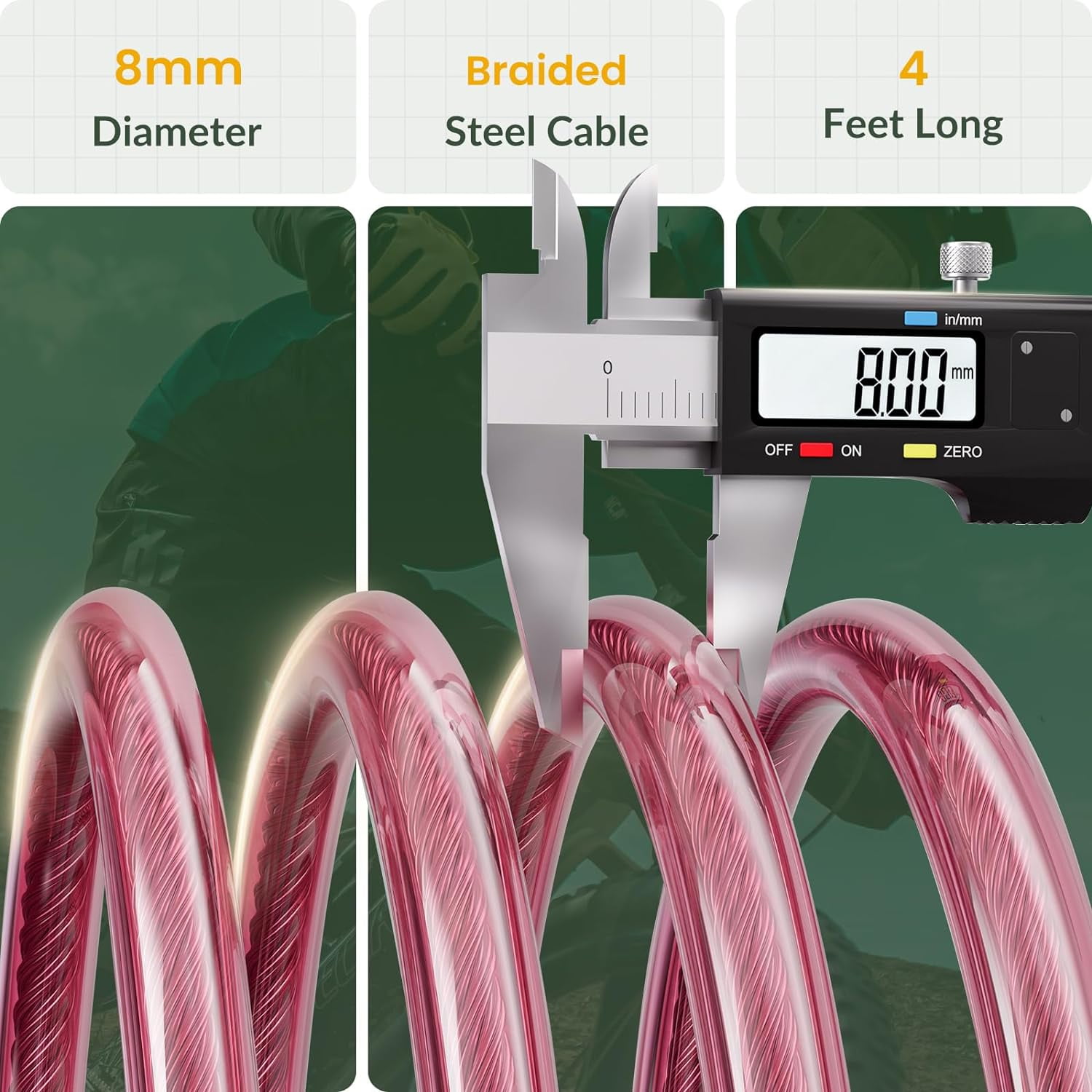 Bike Lock Cable, 4 Feet Bike Cable Lock Basic Self Coiling Kids Bike Lock Combination with Complimentary Mounting Bracket, 5/16 Inch Diameter (4FT, Pink-8mm)