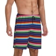 thumbnail image 2 of Honeii Mexican Blanket stripes Print Men's Pajama Sleepwear Shorts - a comfy pajama bottom and lounge short for Relaxed Home Wear-Medium, 2 of 6