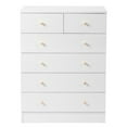 thumbnail image 6 of YYAo Drawer Dresser, Five Layers and Six Drawers Chest of Drawers Matte Gold Handles, Storage Cabinet, White, 6 of 11