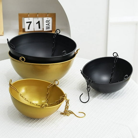 Indoor Decorative Hanging Planter Metal Art Decor Hang Basket Garden Accesorry,Gold, Small