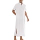 thumbnail image 4 of CAMISAS DE NOCHE INSPIRADORAS Camisones de manga corta para hombres con cuello de pie, pijama cómodo XL blanco, 4 of 5
