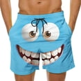 thumbnail image 2 of Tqyyweavej Plus Size Swim Trunks for Men Funny Pattern Solid Color Summer Board Shorts Wide Leg Drawstring Swim Shorts with Pockets, 2 of 6
