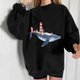 thumbnail image 2 of Sudadera extragrande de lana de manga larga con cuello redondo y estampado de océano salvaje para mujer Fridja fhghd228, 2 of 9