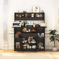 thumbnail image 6 of 63"W Counter Height Bar Table Cabinet with Hutch Storage & LED Light, U-shaped Countertop, Glass Doors, Drawers, 6 of 10