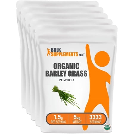 BulkSupplements Organic Barley Grass Powder - 1.5g per Serving - 5 Kilograms (11 lbs) - 3333 Servings