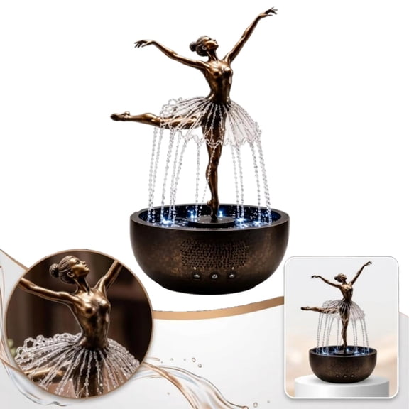 Ballerina Tabletop Water Fountain Metal Sculpture, USB Powered Relaxation Decor for Desk Living Room 1 Pack