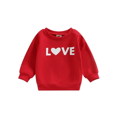 

Ma&Baby Valentine s Day Toddler Baby Boys Girls Letter Print Long Sleeved Pullover Sweatshirt Tops 6M-4Y