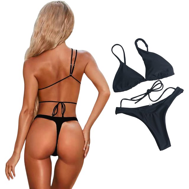 Txlixc Traje de Bikini femenino, sostén de un solo hombro con tanga de cintura baja Txlixc moda