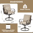 thumbnail image 4 of MELLCOM Patio Swivel Chair Set of 2, Heavy Duty Outdoor Dining Chairs with Thickened Cushions, Metal Patio Chairs Gentle Rocker for Outside, Garden Lawn & Porch, Backyard, Khaki, 4 of 7