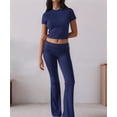 thumbnail image 4 of Pantalón de Traje de Corta Ajustado de Color Liso Azul Marino Talla S, 4 of 9