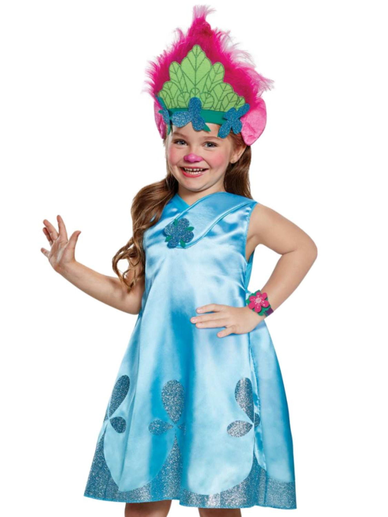 Kids Girls Trolls Poppy Dress up Costume Fancy Party Princess Cosplay Dress 4-7Y 