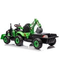 thumbnail image 3 of Ambifirner 24V Kids Electric Tractor Toy with 4-in-1 Construction Attachments, Parent Remote Control, 3-Speed, Swivel Seat & Detachable Wagon, Built-in Music, Green, 3 of 9