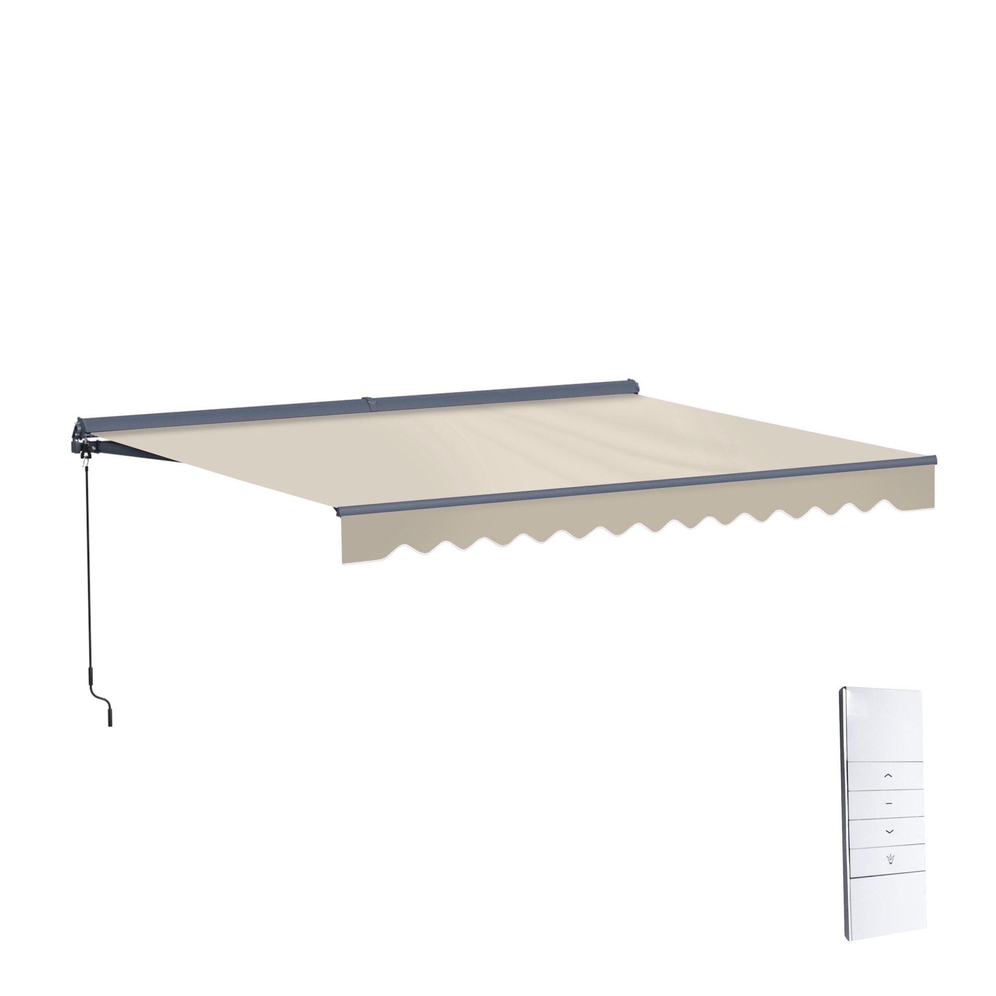 Semi-Cassette Motorized LED Luxury Patio Awning - 13 x 10 Ft - Ivory Cream - Moroccan Collection