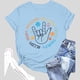 thumbnail image 2 of Camiseta informal de cuello redondo con letras estampadas para mujer, para el verano: tejido suave, estilo informal, tallas S-XXL, perfecta para el día a día., 2 of 3