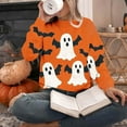 thumbnail image 4 of Fznquz Graphic Womens Blouses Casual Halloween Orange Cute Shirt Ghost Print Crewneck Long Sleeve Womens Fashion, 4 of 4