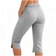 thumbnail image 4 of Pantalones de Cintura Elástica para las Mujeres Color Sólido Deportes Capris con Bolsillos Laterales, Mujeres Cintura Elástica Capris Casual Salón Bottoms de Verano, 4 of 7