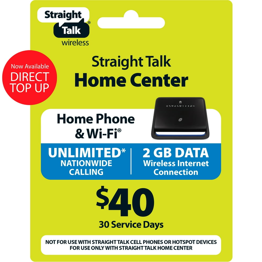 Straight Talk 40 Home Phone & WiFi 30Day Plan Direct Top Up