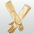 thumbnail image 2 of Uooqdmx Leather Gloves Arm Warmers Women Girl Leather Hip-hop Super Long Gloves Halloween Costumes Gold One Size, 2 of 2