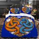 thumbnail image 1 of Juego de Funda de Edredón de 3 Piezas – Diseño de Corazón y Serpiente Vibrante en Naranja y Azul con Motivos Florales, Ropa de Cama Moderna y Lujosa, 1 of 5
