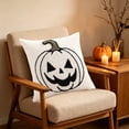 thumbnail image 4 of YAWUBT Halloween Tufted Embroidery Jack-O'-Lantern Throw Pillow, 18x18 Inch Decorative Accent Pillow, Farmhouse Halloween Pumpkin Cushion, Home Decor, 4 of 6