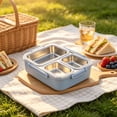 thumbnail image 4 of Stainless Steel Bento Box Lunch Container with Lid, 3 Separate Compartment, BPA-free Drop-proof Food Grade Dishwasher Safe Reusable Container for Meal Prep Home Travel Office Adults, 4 of 6