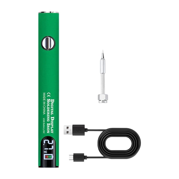 Kit portátil de soldador eléctrico con calentador para proyectos de bricolaje, rosca 510, USB. Verde