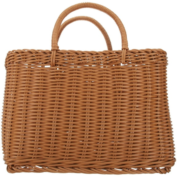 FESTFENDS Shopping Basket Brown Plastic For Home Supplies 1Set 11.4X7.9X4.3In