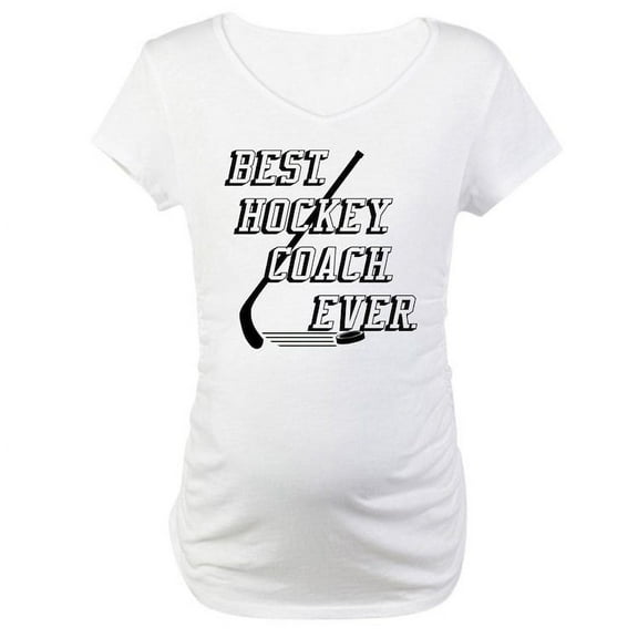 CafePress - Best Hockey Coach Ever Maternity T Shirt - Cotton Maternity T-shirt, Cute & Funny Pregnancy Tee