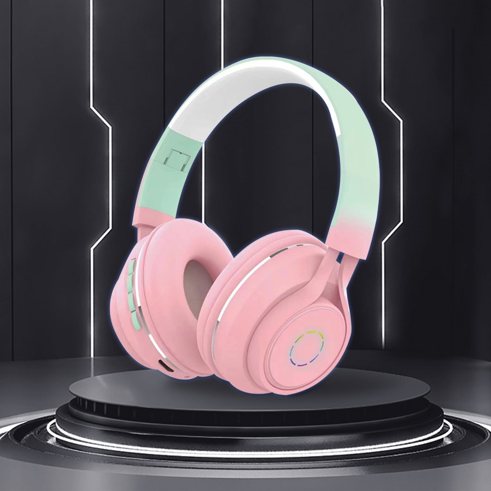 Wireless Over Ear Bluetooth Headphones with Microphone - Wireless Headset -Noise Reduction - Bluetooth, Wired,Built in Micro SD for Travel, Home, Work TV,PC,Gaming,Cellphone - Pink